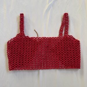 Revolve Red Beaded Top Size Small